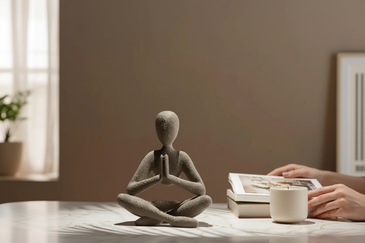 NoBody Contemplative Prayer Sculpture, Minimalist Abstract Art for Meditation, Reflective Home Decor, Mindfulness Art