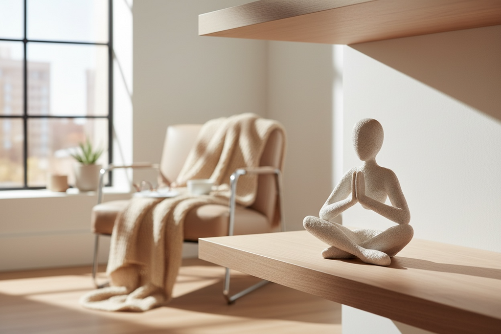 NoBody Contemplative Prayer Sculpture, Minimalist Abstract Art for Meditation, Reflective Home Decor, Mindfulness Art