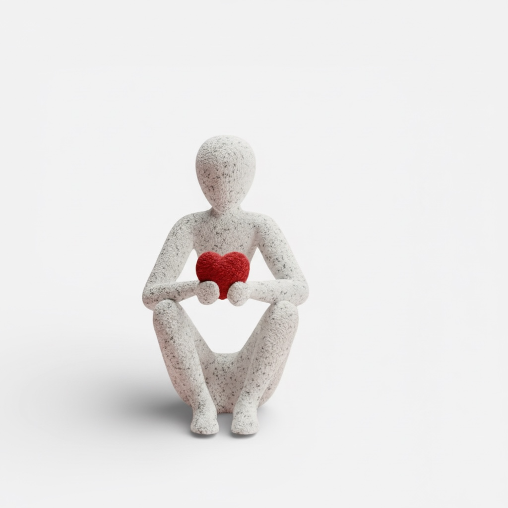 Love's Embrace Sculpture: Modern Heart Art, Romantic Home Decor