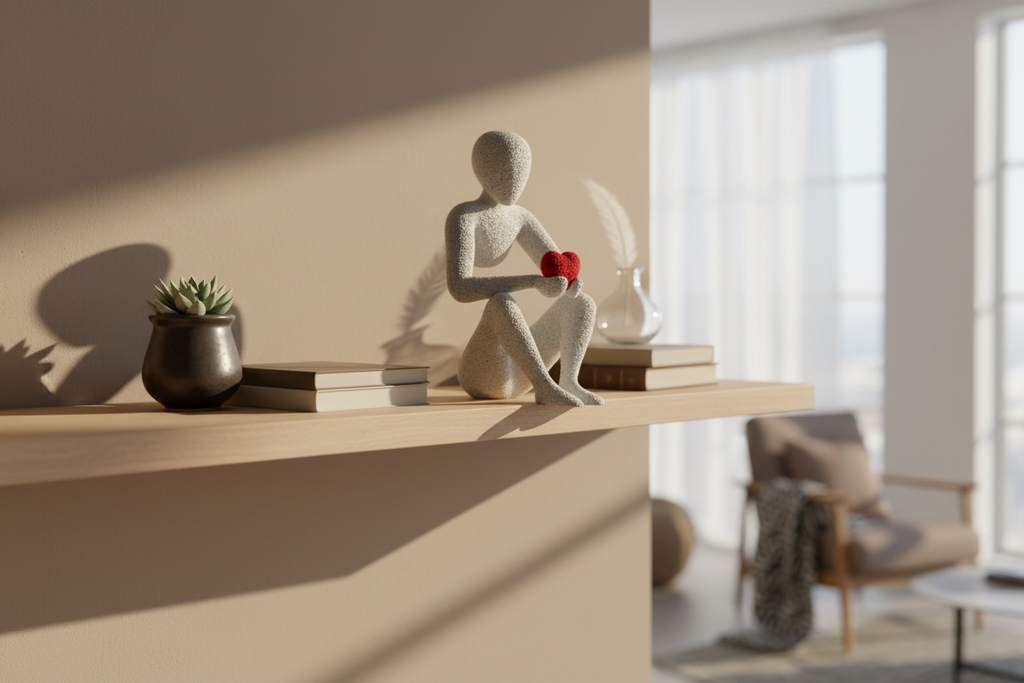 Love's Embrace Sculpture: Modern Heart Art, Romantic Home Decor