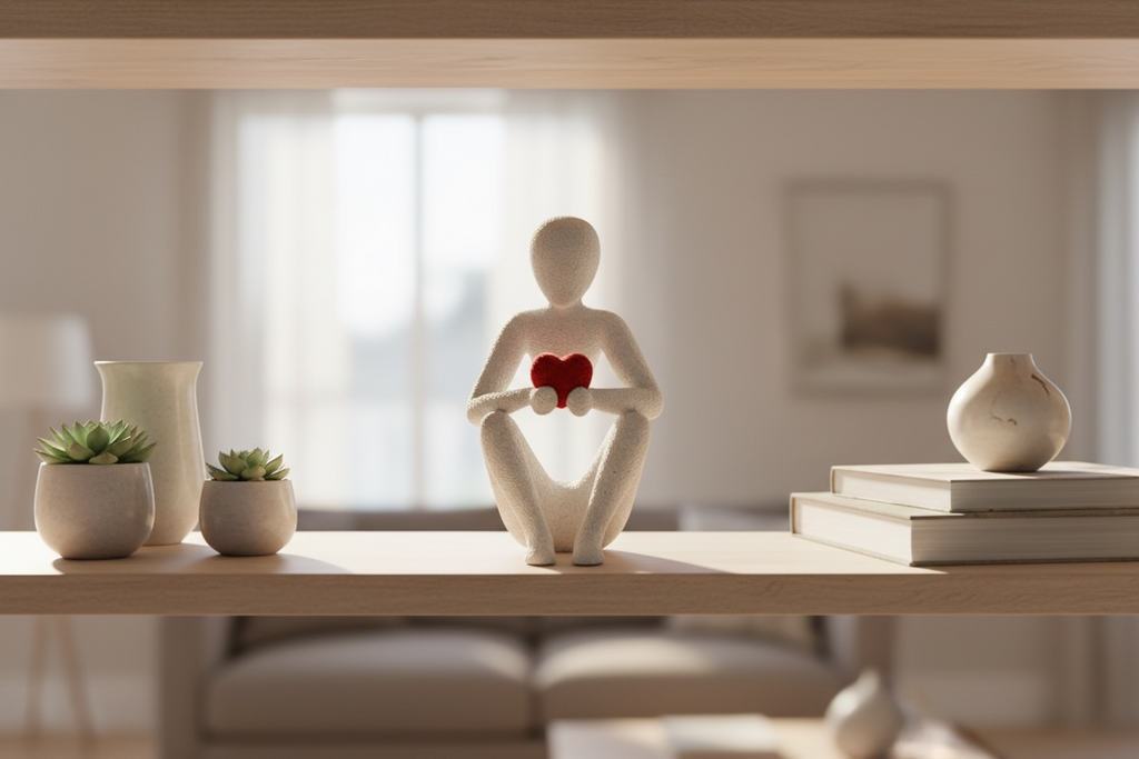 Love's Embrace Sculpture: Modern Heart Art, Romantic Home Decor