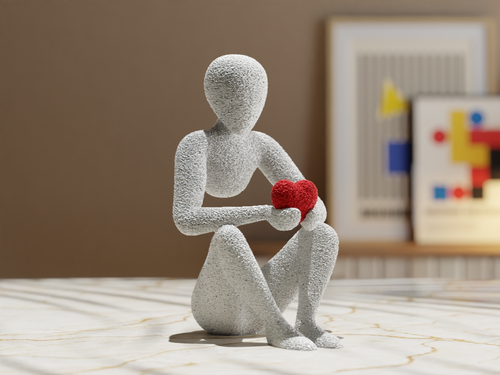 Love's Embrace Sculpture: Modern Heart Art, Romantic Home Decor