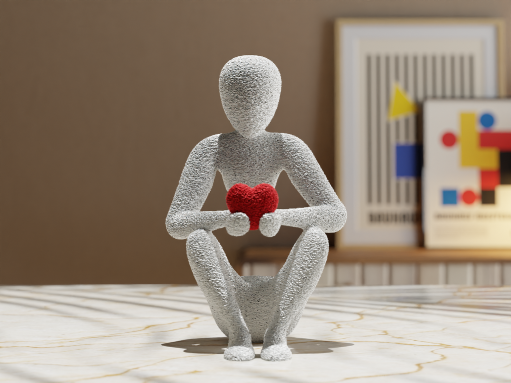 Love's Embrace Sculpture: Modern Heart Art, Romantic Home Decor