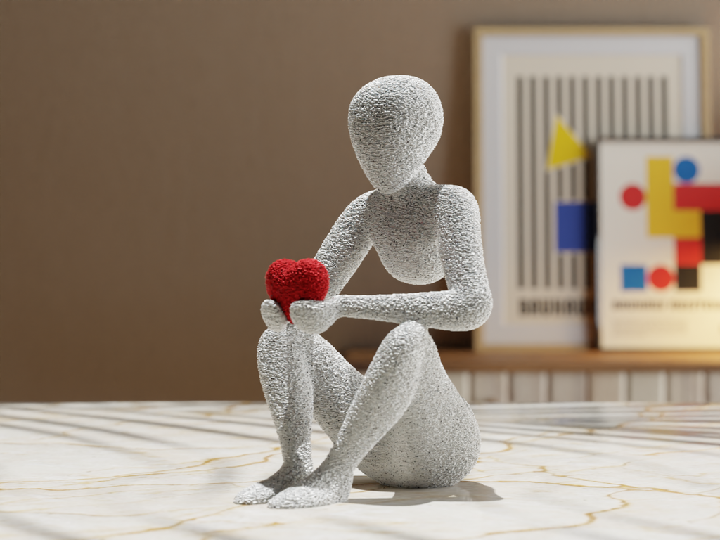 Love's Embrace Sculpture: Modern Heart Art, Romantic Home Decor